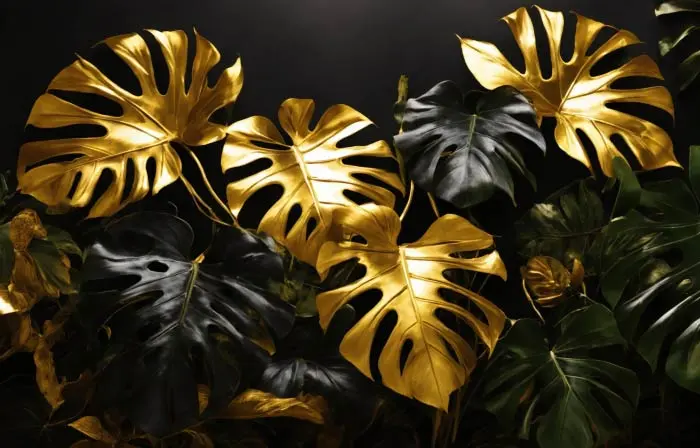Midnight Gold Leaves Wallpaper image